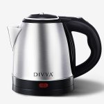 DIVYA SBS-1500 1.5 L Stainless Steel Electric Kettle for Home & Office | 1500 W Fast Boil | Stainless Steel Inner Lid | 1 Meter Power Cord | Swift Boil Series | Black & Silver